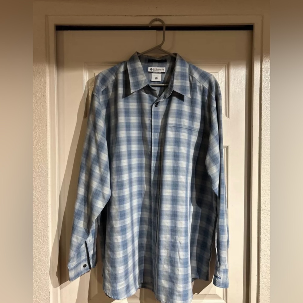 Columbia Plaid Button Up Long Sleeves Shirt XL Business Casual